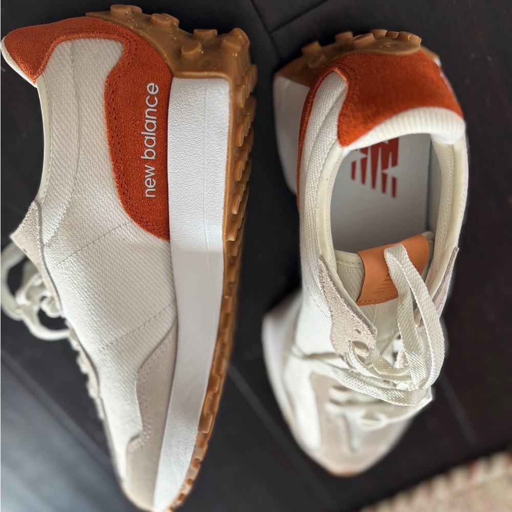 New Balance Cream and Orange Athletic Shoes